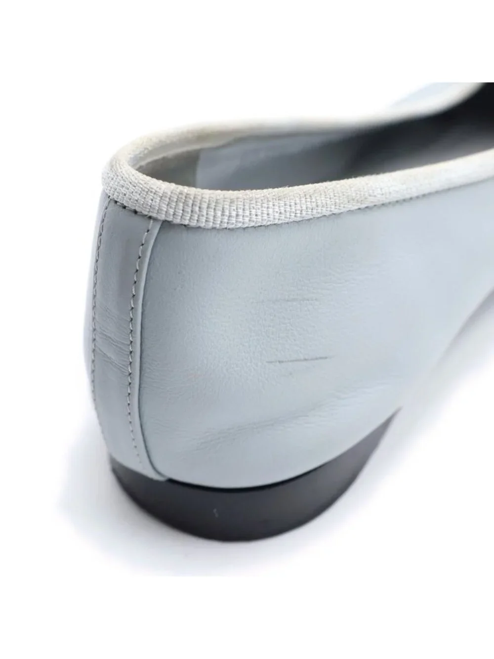 Chanel CC Logo Velours Nash Pumps Leather Blue Gray Heel